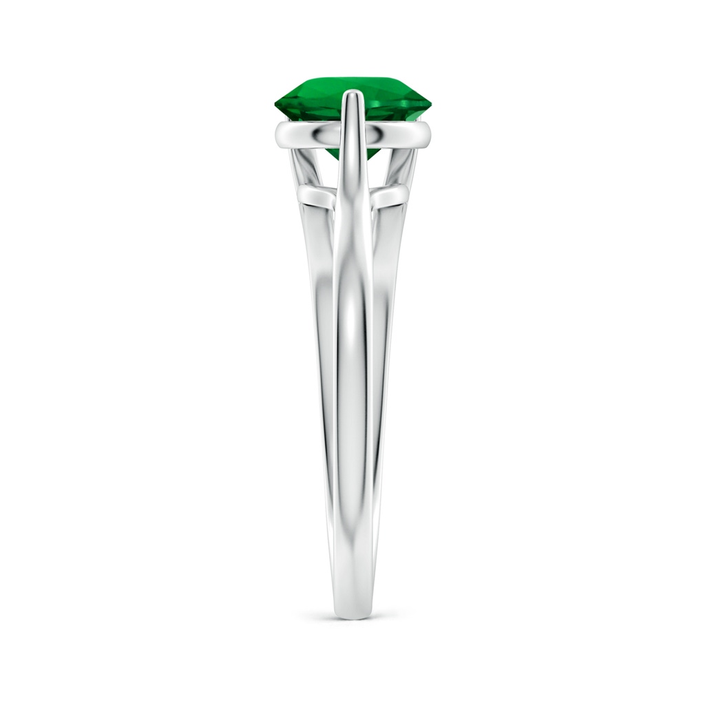 7mm Labgrown Lab-Grown One Sided Split Shank Round Emerald Solitaire Ring in White Gold Side 299