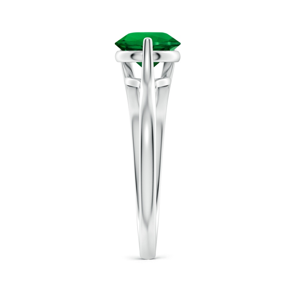 7mm Labgrown Lab-Grown One Sided Split Shank Round Emerald Solitaire Ring in White Gold Side 299