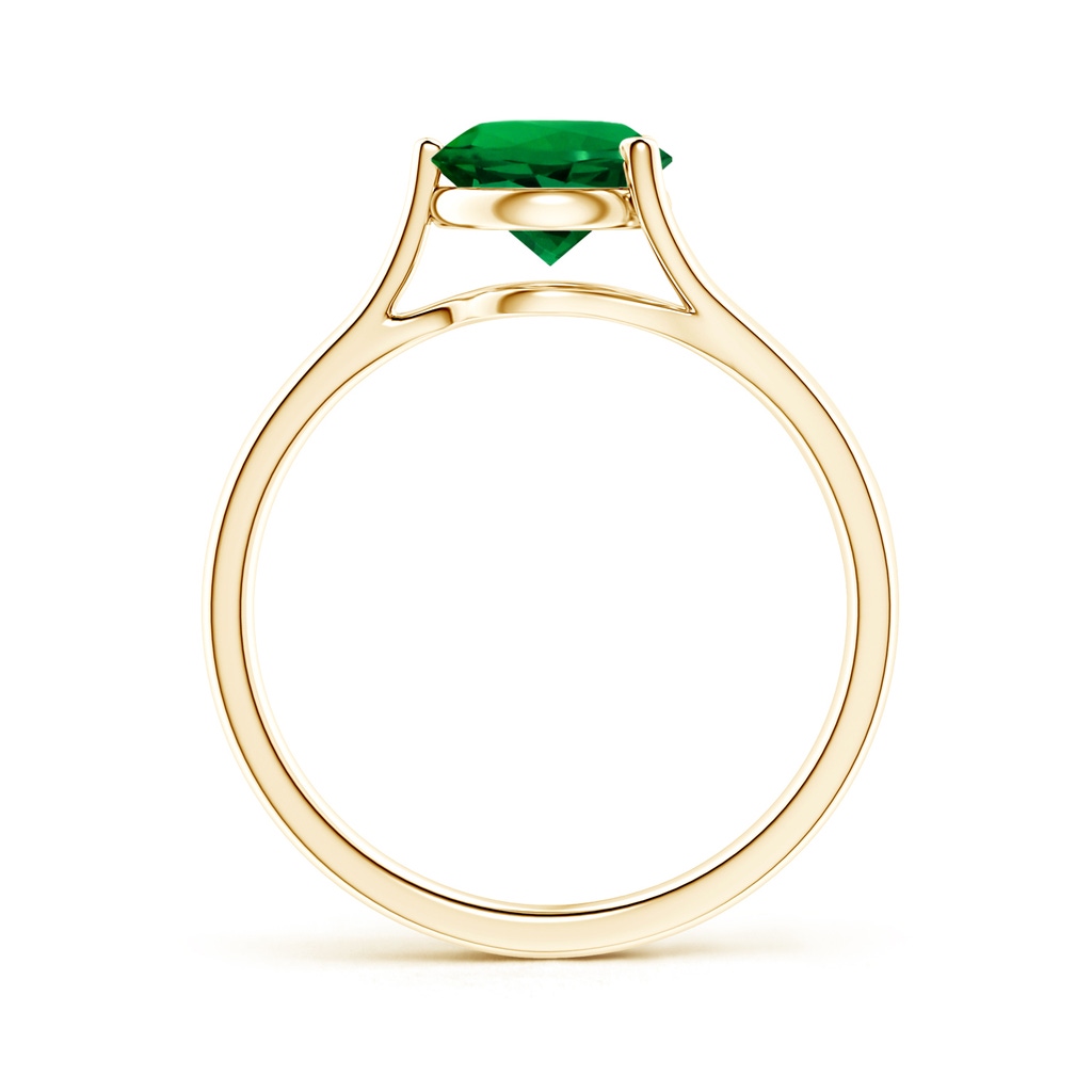 7mm Labgrown Lab-Grown One Sided Split Shank Round Emerald Solitaire Ring in Yellow Gold - side 199