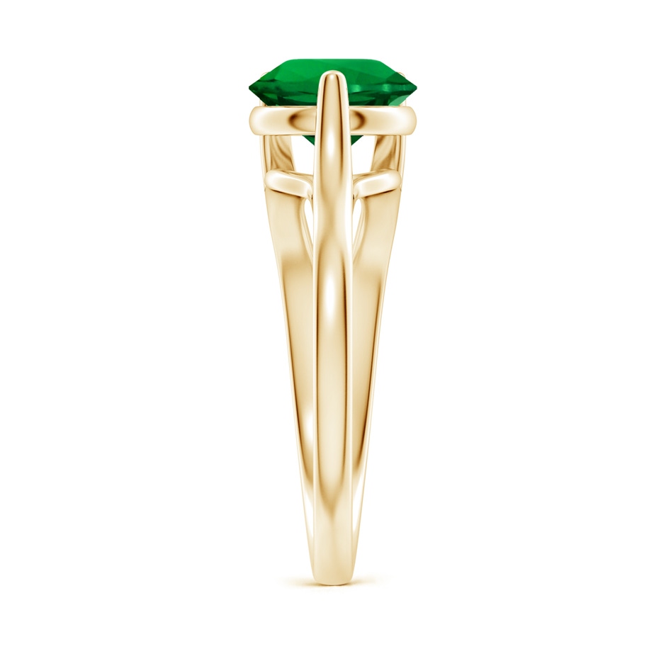 8mm Labgrown Lab-Grown One Sided Split Shank Round Emerald Solitaire Ring in 18K Yellow Gold side 299