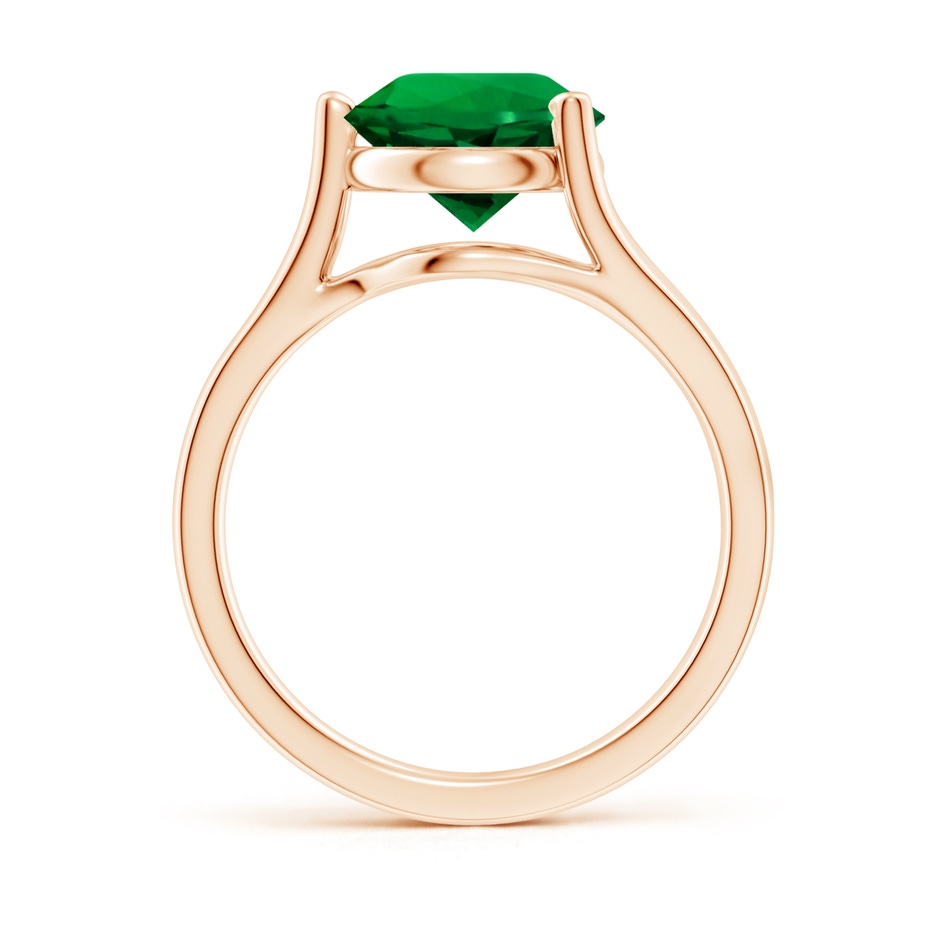 9mm Labgrown Lab-Grown One Sided Split Shank Round Emerald Solitaire Ring in Rose Gold side 199
