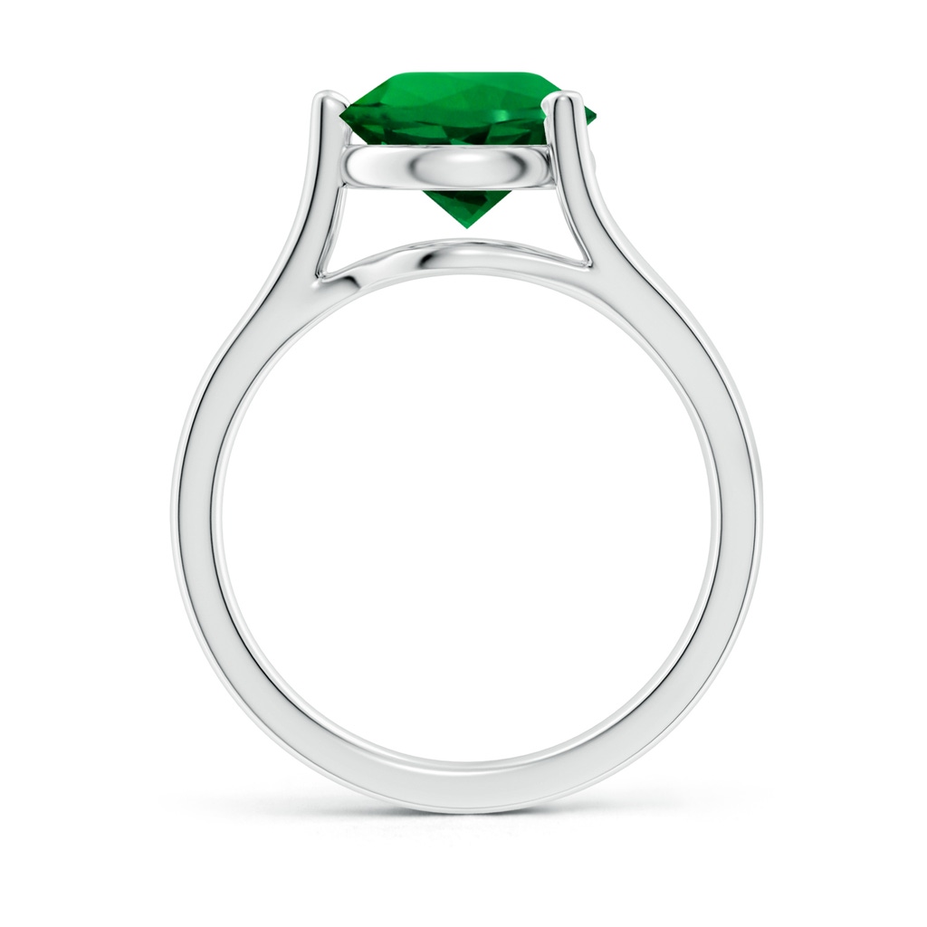 9mm Labgrown Lab-Grown One Sided Split Shank Round Emerald Solitaire Ring in White Gold - side 199