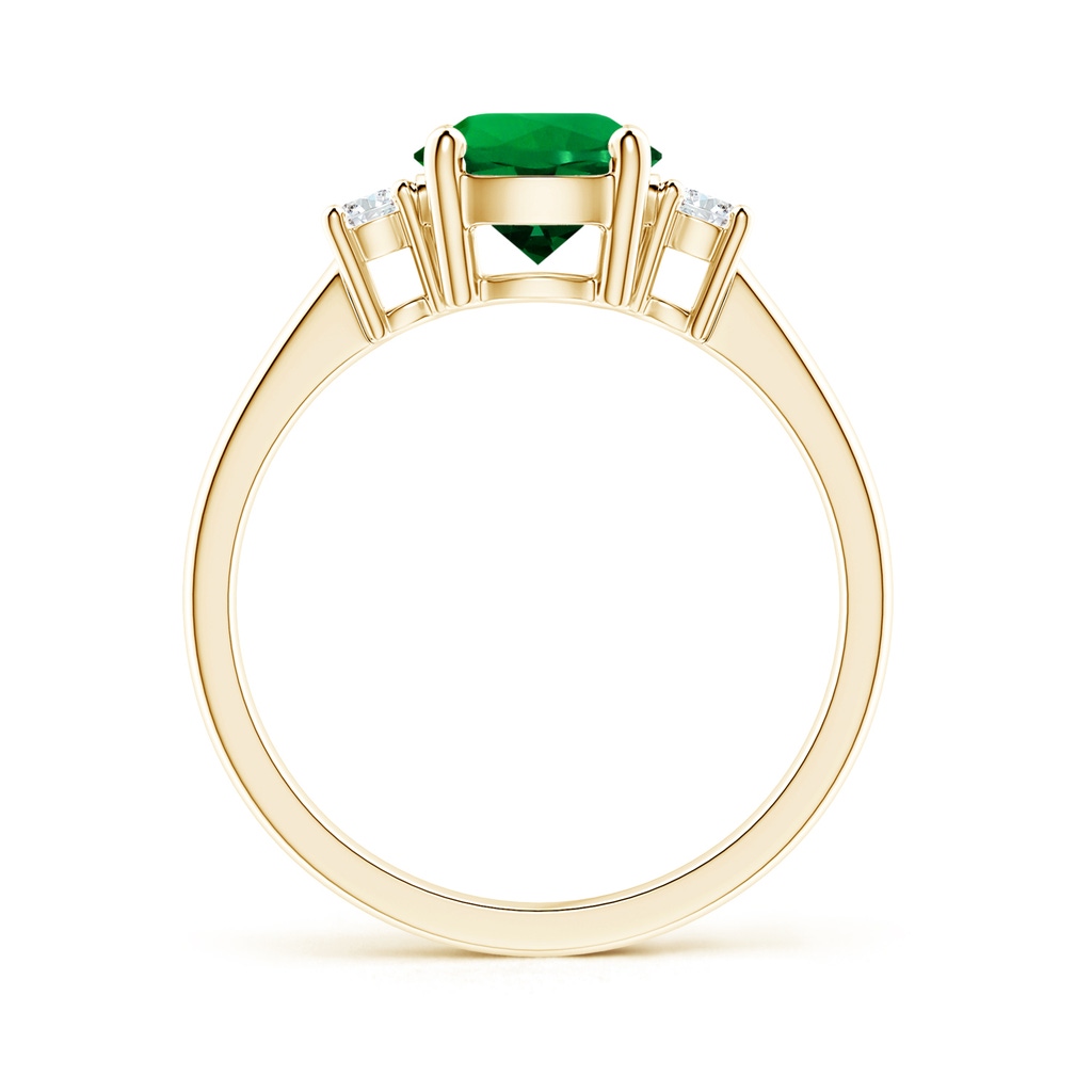 7mm Labgrown Lab-Grown Prong-Set Round 3 Stone Emerald and Lab Diamond Ring in Yellow Gold - side 199