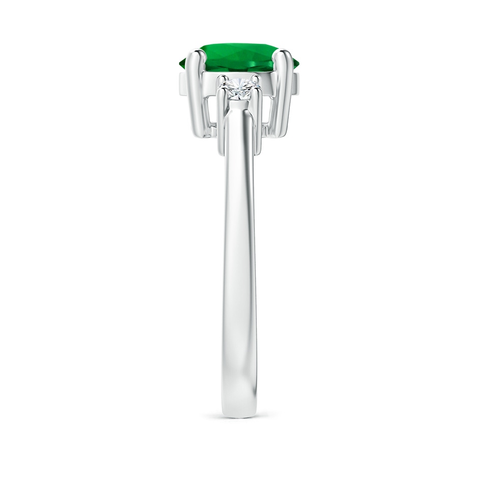8mm Labgrown Lab-Grown Prong-Set Round 3 Stone Emerald and Lab Diamond Ring in 18K White Gold side 299