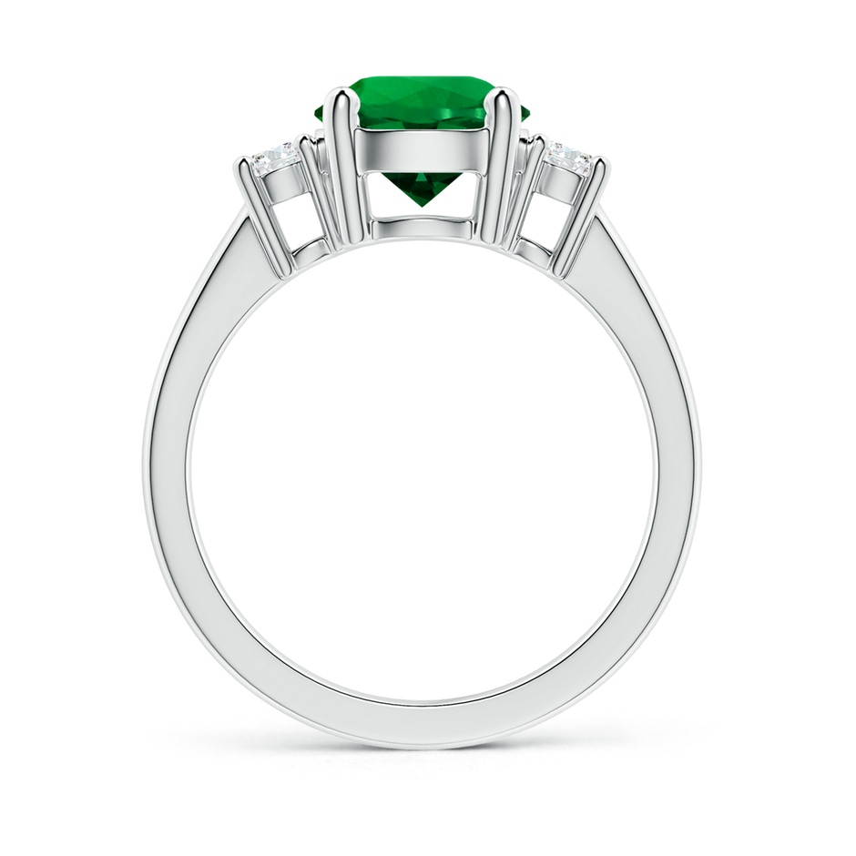 8mm Labgrown Lab-Grown Prong-Set Round 3 Stone Emerald and Lab Diamond Ring in White Gold Side 199