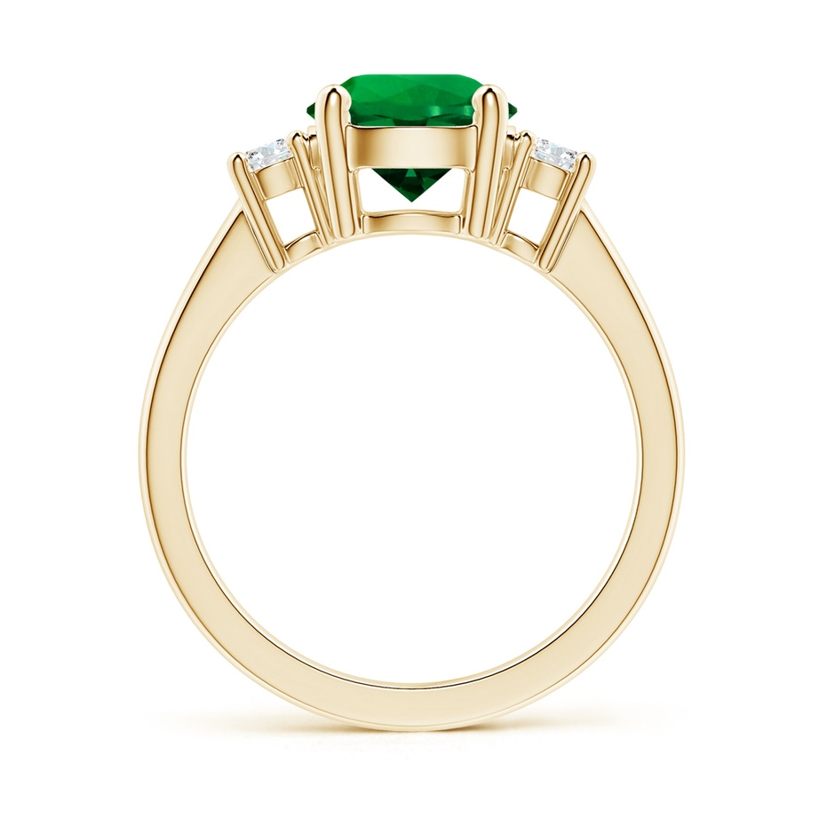 8mm Labgrown Lab-Grown Prong-Set Round 3 Stone Emerald and Lab Diamond Ring in Yellow Gold side 199