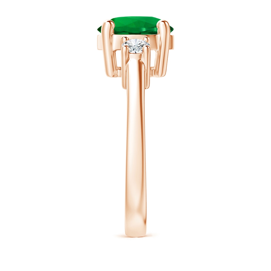 9mm Labgrown Lab-Grown Prong-Set Round 3 Stone Emerald and Lab Diamond Ring in 18K Rose Gold side 299