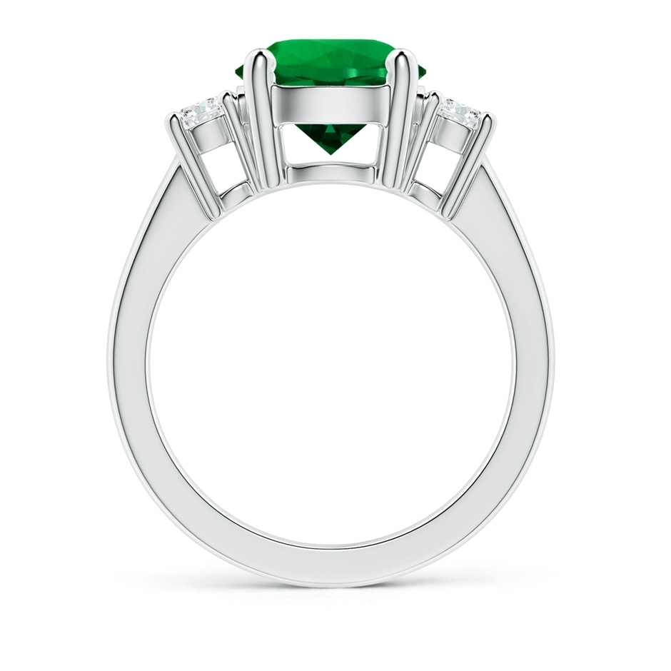 9mm Labgrown Lab-Grown Prong-Set Round 3 Stone Emerald and Lab Diamond Ring in P950 Platinum side 199