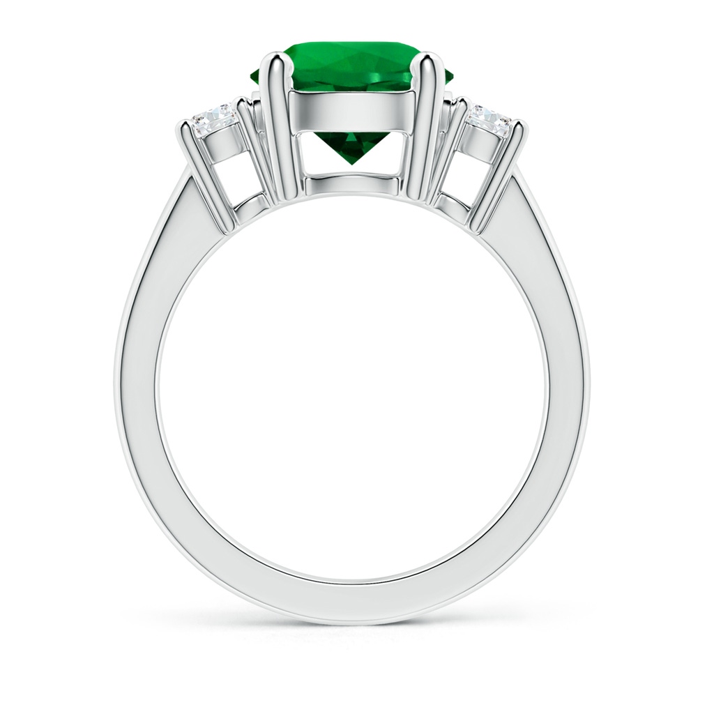9mm Labgrown Lab-Grown Prong-Set Round 3 Stone Emerald and Lab Diamond Ring in White Gold - side 199