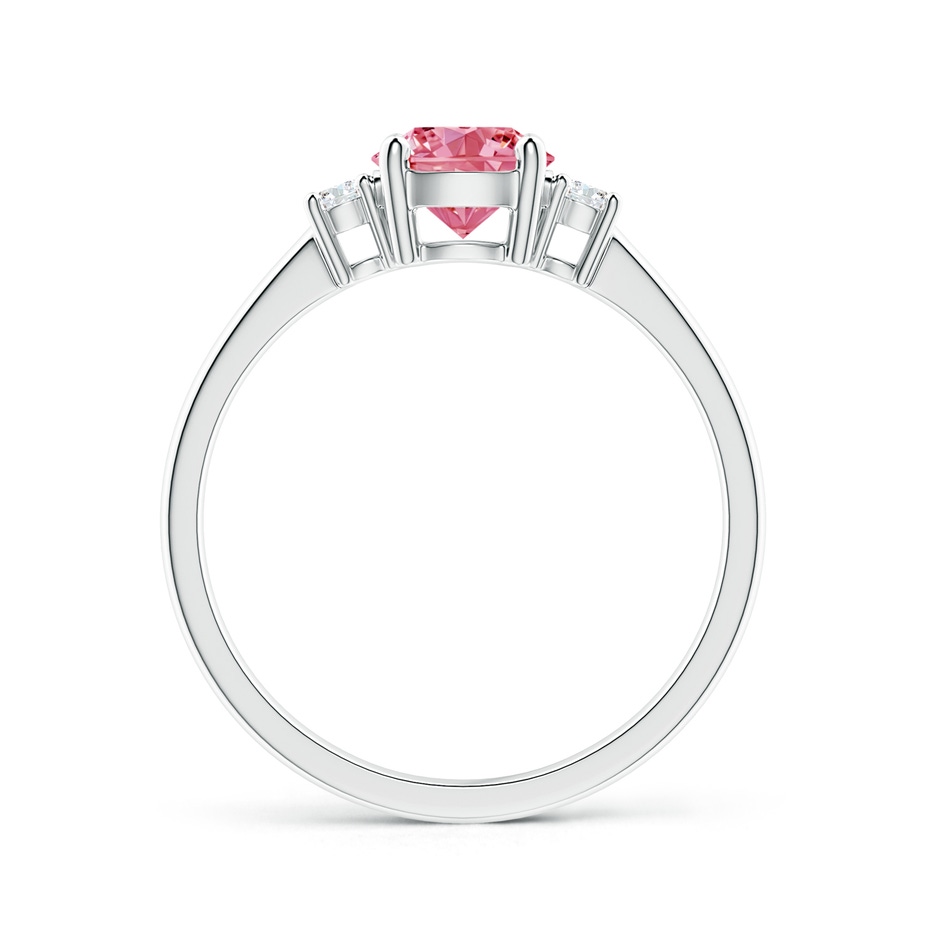 6.2mm Labgrown Prong-Set Round 3 Stone Lab-Grown Fancy Intense Pink and White Diamond Ring in P950 Platinum side 199