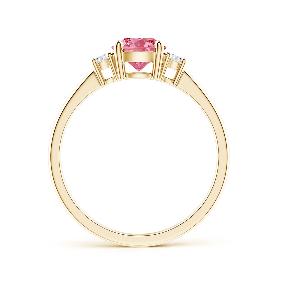 6.2mm Labgrown Prong-Set Round 3 Stone Lab-Grown Fancy Intense Pink and White Diamond Ring in Yellow Gold side 199