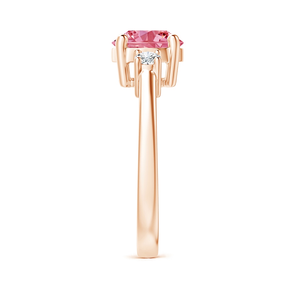 7.2mm Labgrown Prong-Set Round 3 Stone Lab-Grown Fancy Intense Pink and White Diamond Ring in Rose Gold side 299