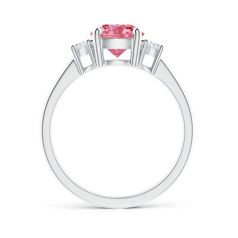 7.2mm Labgrown Prong-Set Round 3 Stone Lab-Grown Fancy Intense Pink and White Diamond Ring in S999 Silver side 199