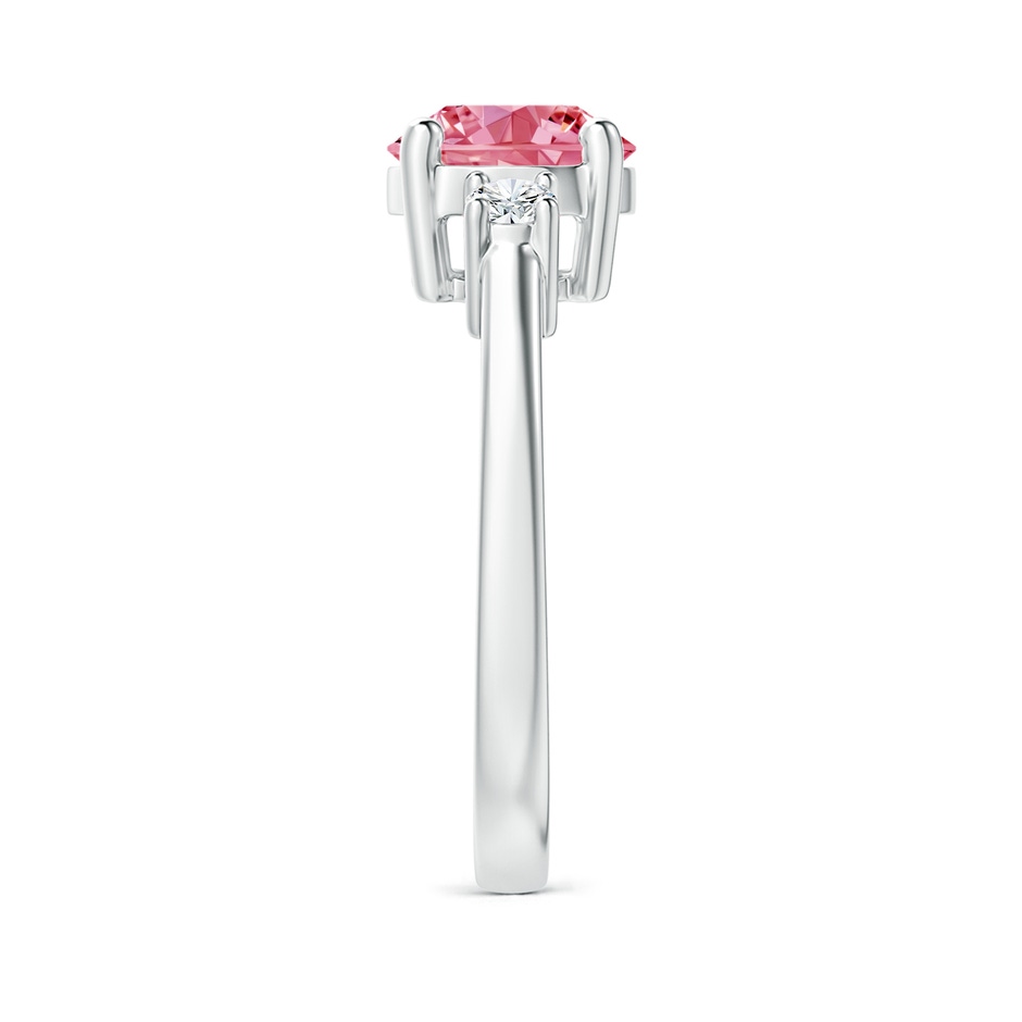 7.2mm Labgrown Prong-Set Round 3 Stone Lab-Grown Fancy Intense Pink and White Diamond Ring in S999 Silver side 299