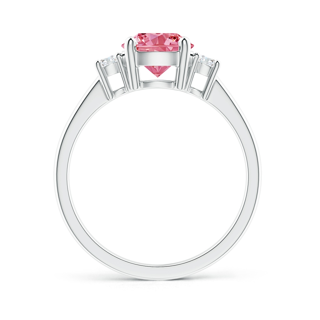 7.2mm Labgrown Prong-Set Round 3 Stone Lab-Grown Fancy Intense Pink and White Diamond Ring in White Gold - side 199