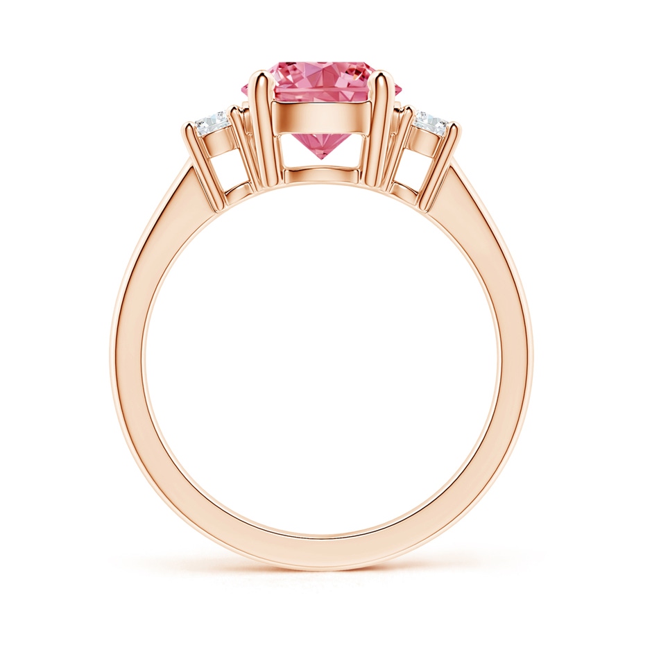 7.8mm Labgrown Prong-Set Round 3 Stone Lab-Grown Fancy Intense Pink and White Diamond Ring in Rose Gold side 199