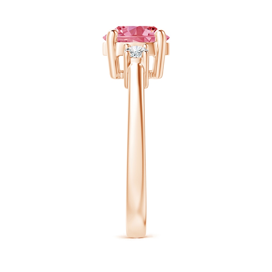7.8mm Labgrown Prong-Set Round 3 Stone Lab-Grown Fancy Intense Pink and White Diamond Ring in Rose Gold side 299