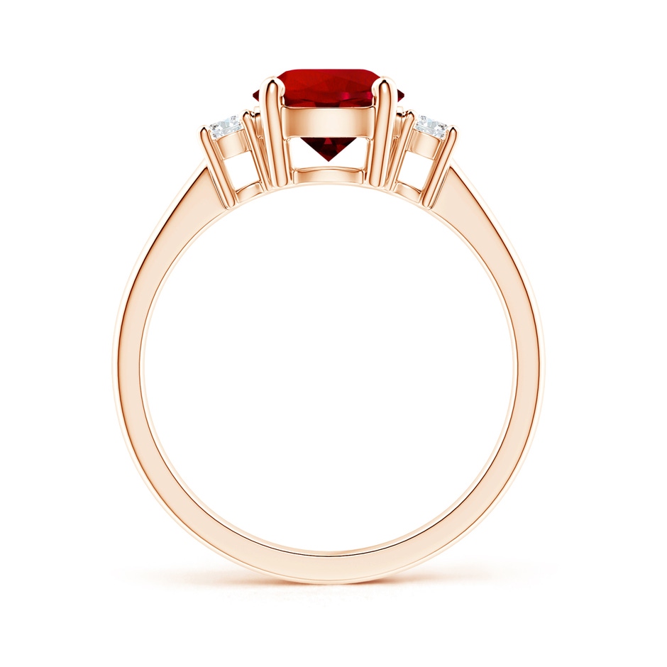 7mm Labgrown Lab-Grown Prong-Set Round 3 Stone Ruby and Lab Diamond Ring in Rose Gold side 199