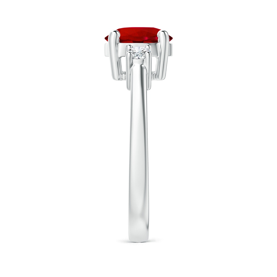 7mm Labgrown Lab-Grown Prong-Set Round 3 Stone Ruby and Lab Diamond Ring in White Gold side 299