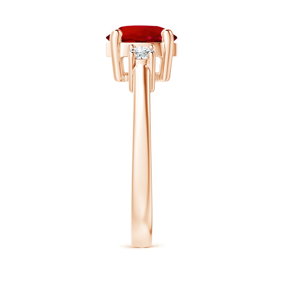 8mm Labgrown Lab-Grown Prong-Set Round 3 Stone Ruby and Lab Diamond Ring in Rose Gold side 299