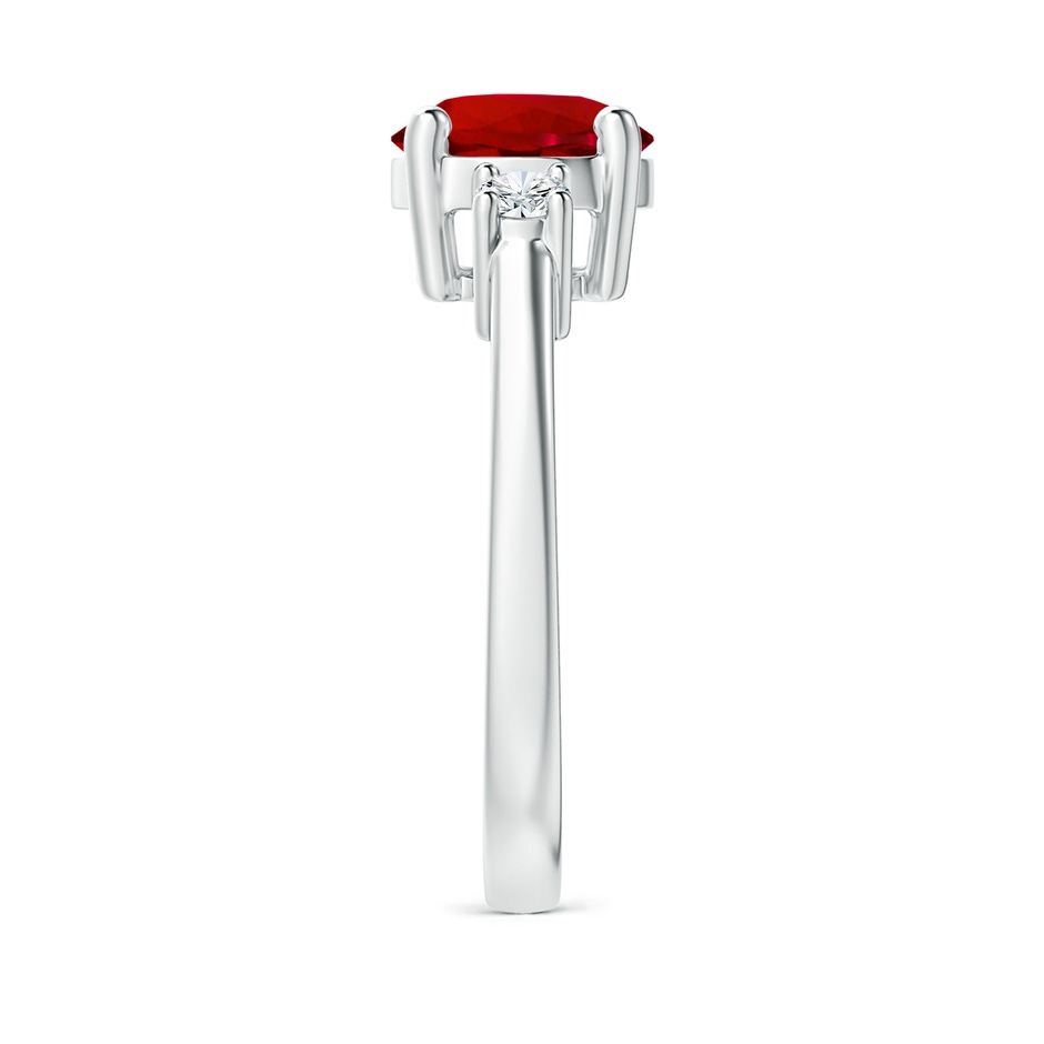 8mm Labgrown Lab-Grown Prong-Set Round 3 Stone Ruby and Lab Diamond Ring in S999 Silver side 299