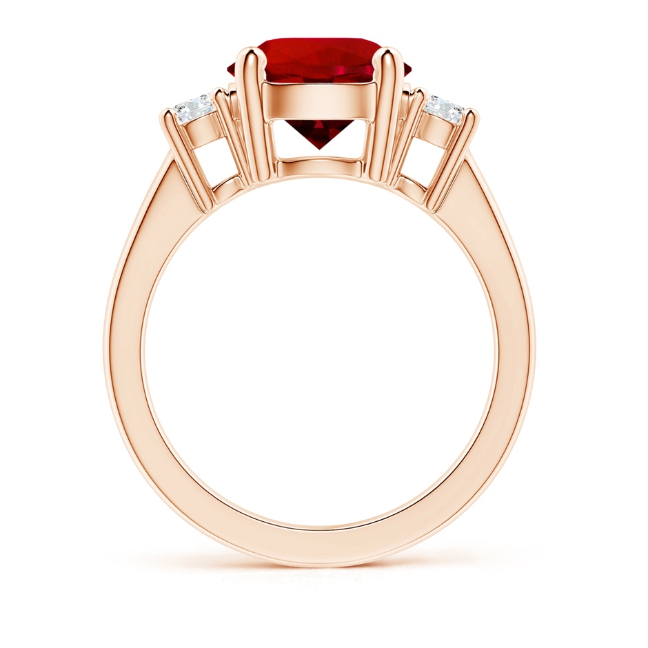 9mm Labgrown Lab-Grown Prong-Set Round 3 Stone Ruby and Lab Diamond Ring in 18K Rose Gold side 199