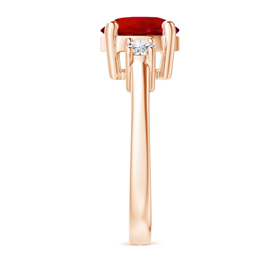 9mm Labgrown Lab-Grown Prong-Set Round 3 Stone Ruby and Lab Diamond Ring in 18K Rose Gold side 299