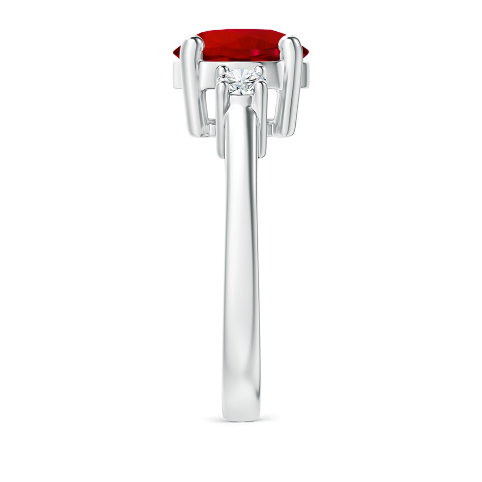 9mm Labgrown Lab-Grown Prong-Set Round 3 Stone Ruby and Lab Diamond Ring in P950 Platinum side 299
