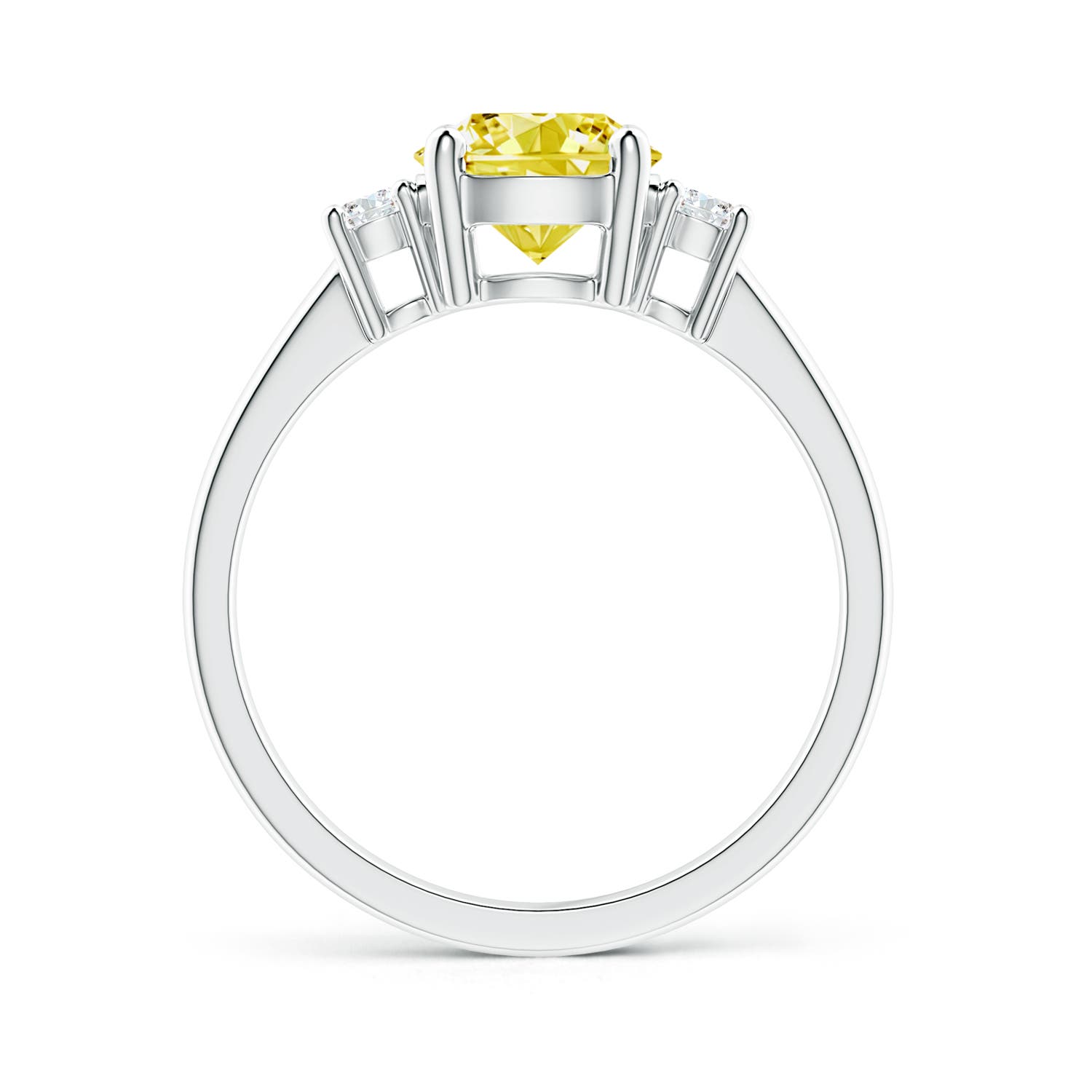 7.2mm Labgrown Prong-Set Round 3 Stone Lab-Grown Fancy Intense Yellow and White Diamond Ring in 18K White Gold