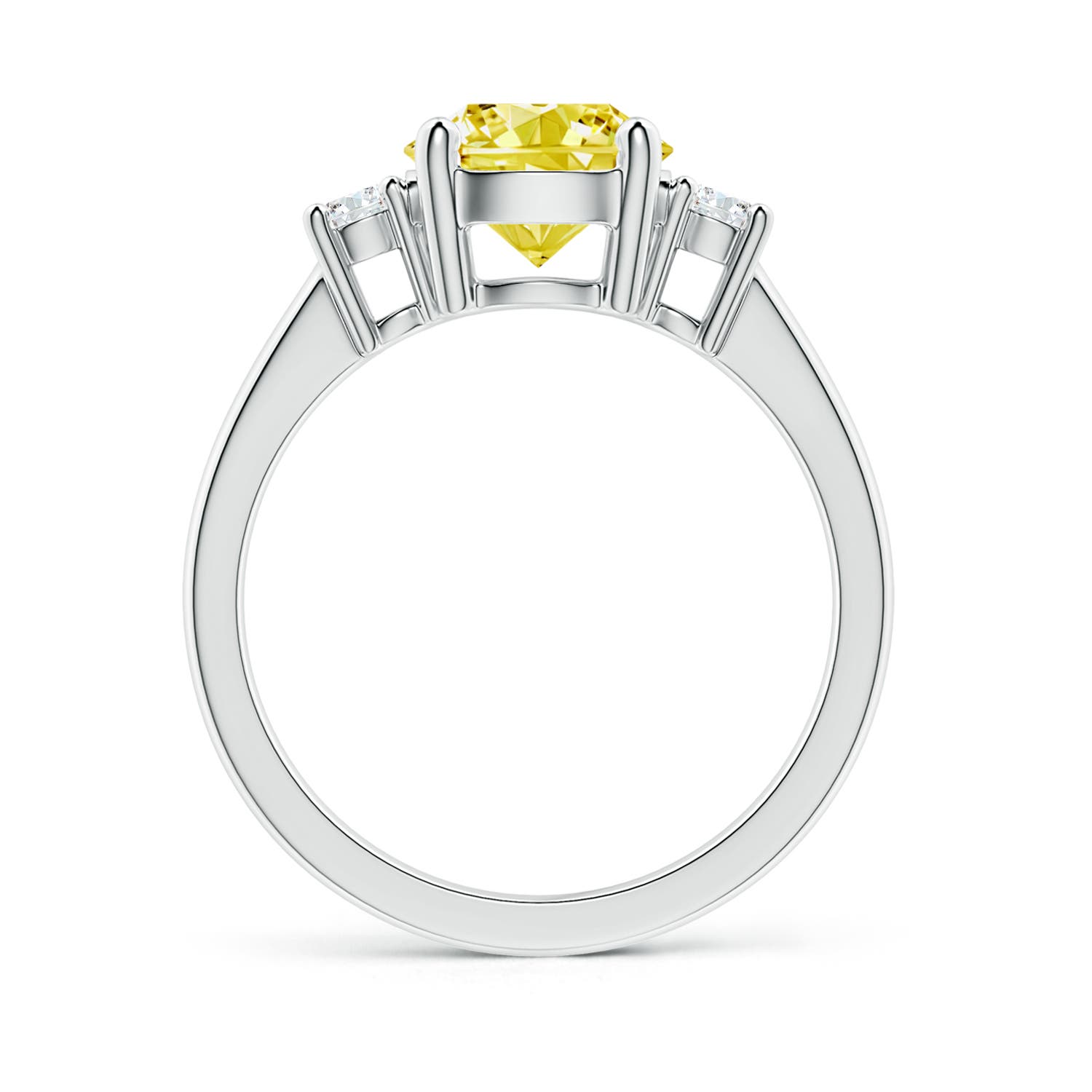 7.8mm Labgrown Prong-Set Round 3 Stone Lab-Grown Fancy Intense Yellow and White Diamond Ring in P950 Platinum