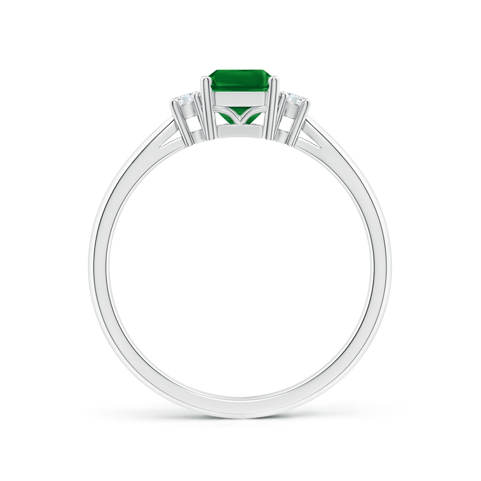 7x5mm Labgrown Lab-Grown-Classic Emerald-Cut Emerald & Round Diamond Three Stone Ring in S999 Silver side 199