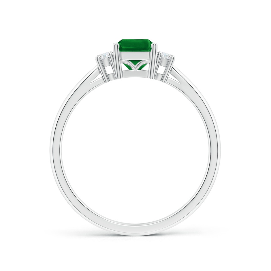 7x5mm Labgrown Lab-Grown-Classic Emerald-Cut Emerald & Round Diamond Three Stone Ring in White Gold side 199