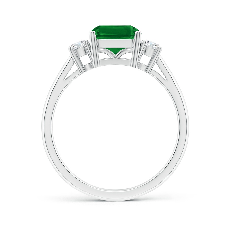 9x7mm Labgrown Lab-Grown-Classic Emerald-Cut Emerald & Round Diamond Three Stone Ring in P950 Platinum side 199