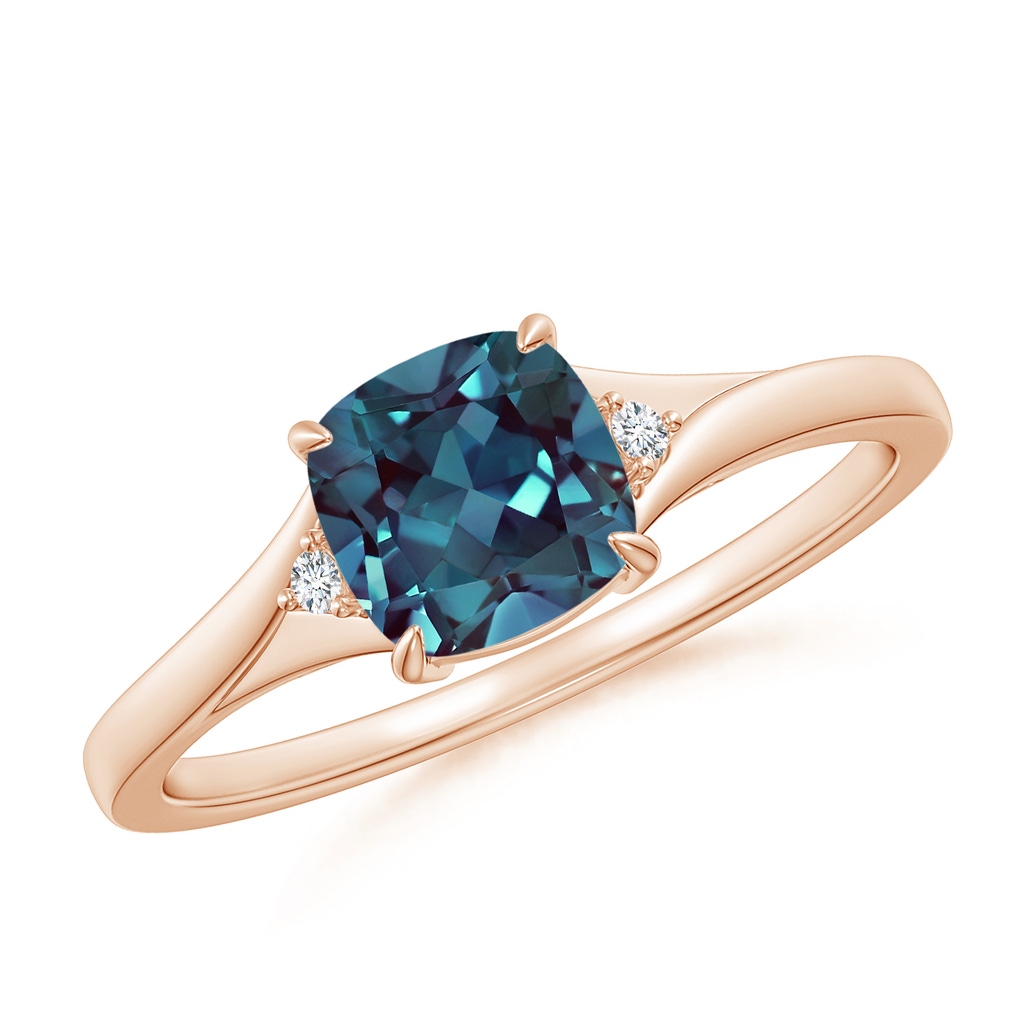 6mm Labgrown Split Shank Cushion Lab-Grown Alexandrite Solitaire Ring in Rose Gold