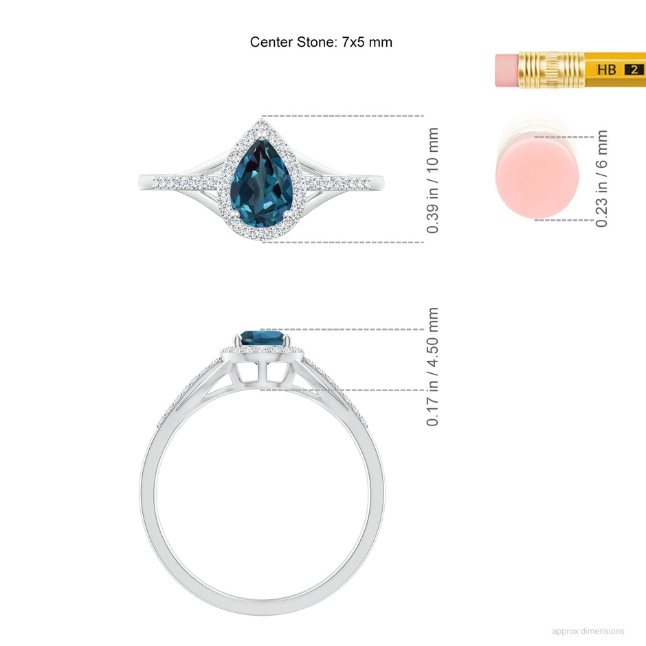 7x5mm Labgrown Pear-Shaped Lab-Grown Alexandrite Ring with Diamond Halo in White Gold ruler