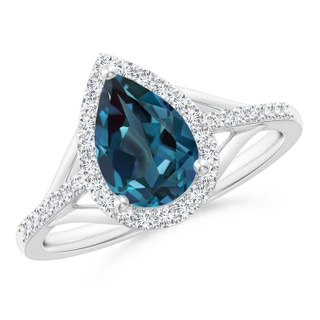 9x6mm Labgrown Pear-Shaped Lab-Grown Alexandrite Ring with Diamond Halo in P950 Platinum