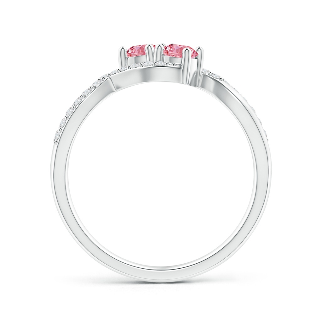 3.5mm Labgrown Two Stone Lab-Grown Fancy Intense Pink Diamond Split Shank Bypass Ring in White Gold - side 199
