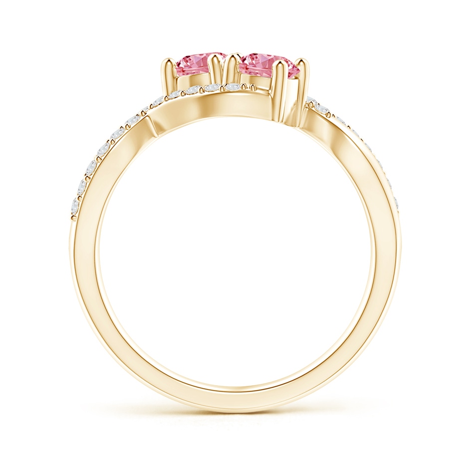 4.2mm Labgrown Two Stone Lab-Grown Fancy Intense Pink Diamond Split Shank Bypass Ring in Yellow Gold side 199