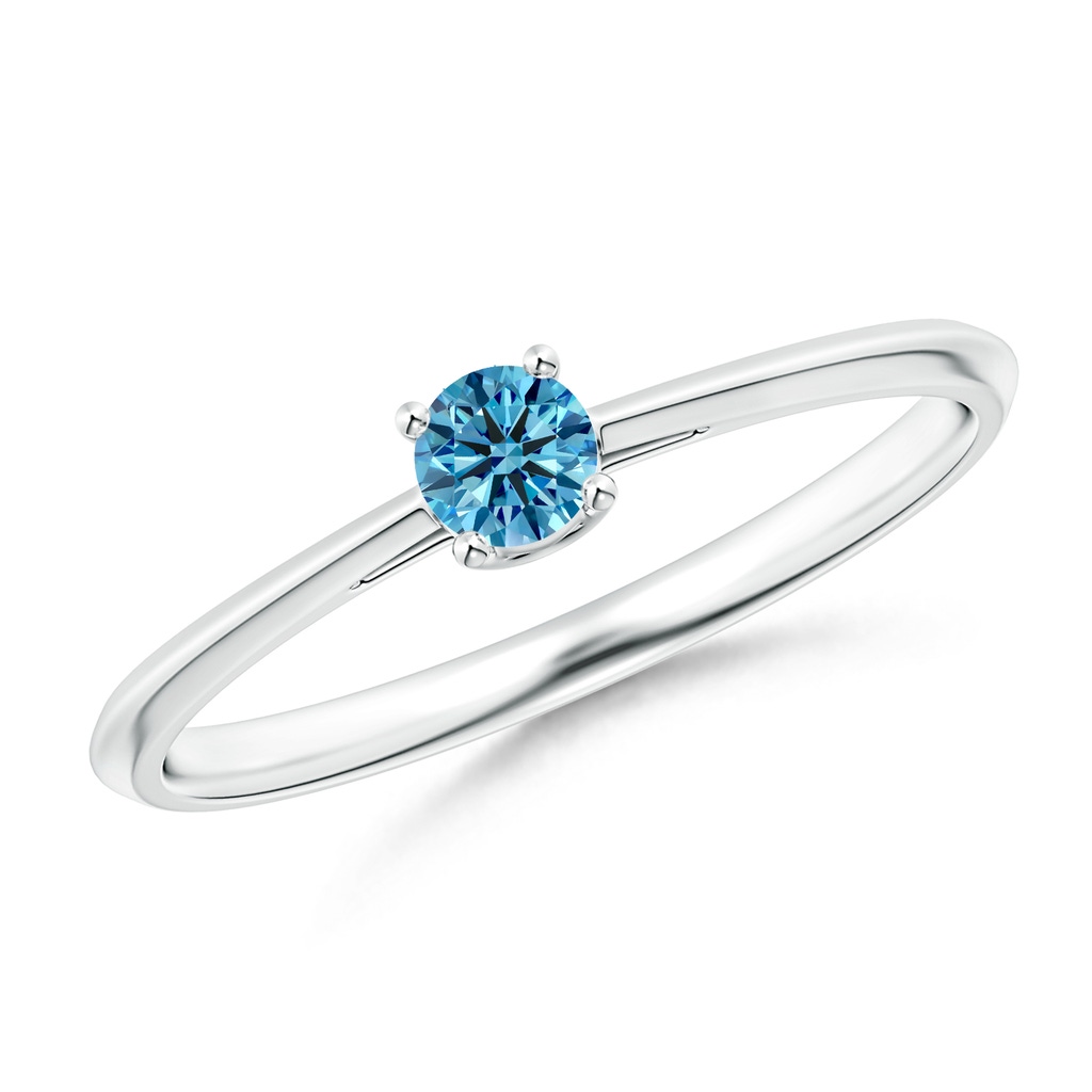 3.4mm Labgrown Knife-Edged Classic Round Lab-Grown Fancy Intense Blue Diamond Solitaire Ring in P950 Platinum