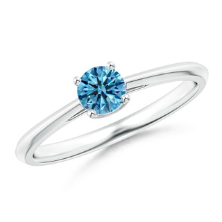 4.4mm Labgrown Knife-Edged Classic Round Lab-Grown Fancy Intense Blue Diamond Solitaire Ring in White Gold