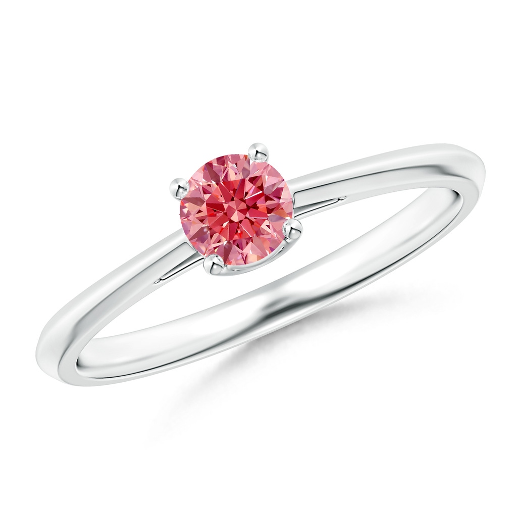 4.4mm Labgrown Knife-Edged Classic Round Lab-Grown Fancy Intense Pink Diamond Solitaire Ring in White Gold