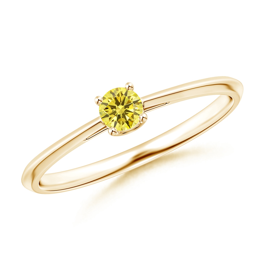 3.4mm Labgrown Knife-Edged Classic Round Lab-Grown Fancy Intense Yellow Diamond Solitaire Ring in Yellow Gold