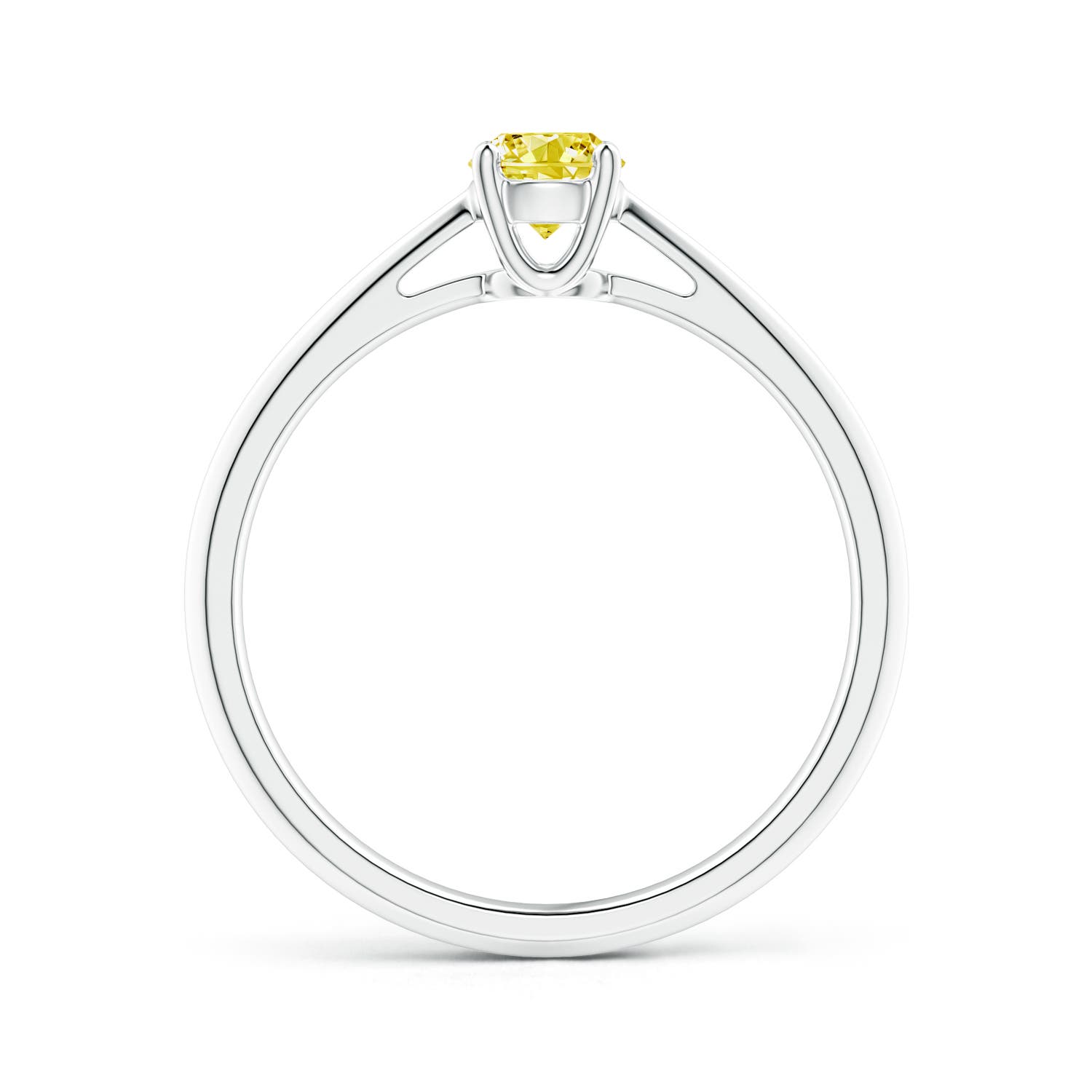 4.4mm Labgrown Knife-Edged Classic Round Lab-Grown Fancy Intense Yellow Diamond Solitaire Ring in White Gold - side 2