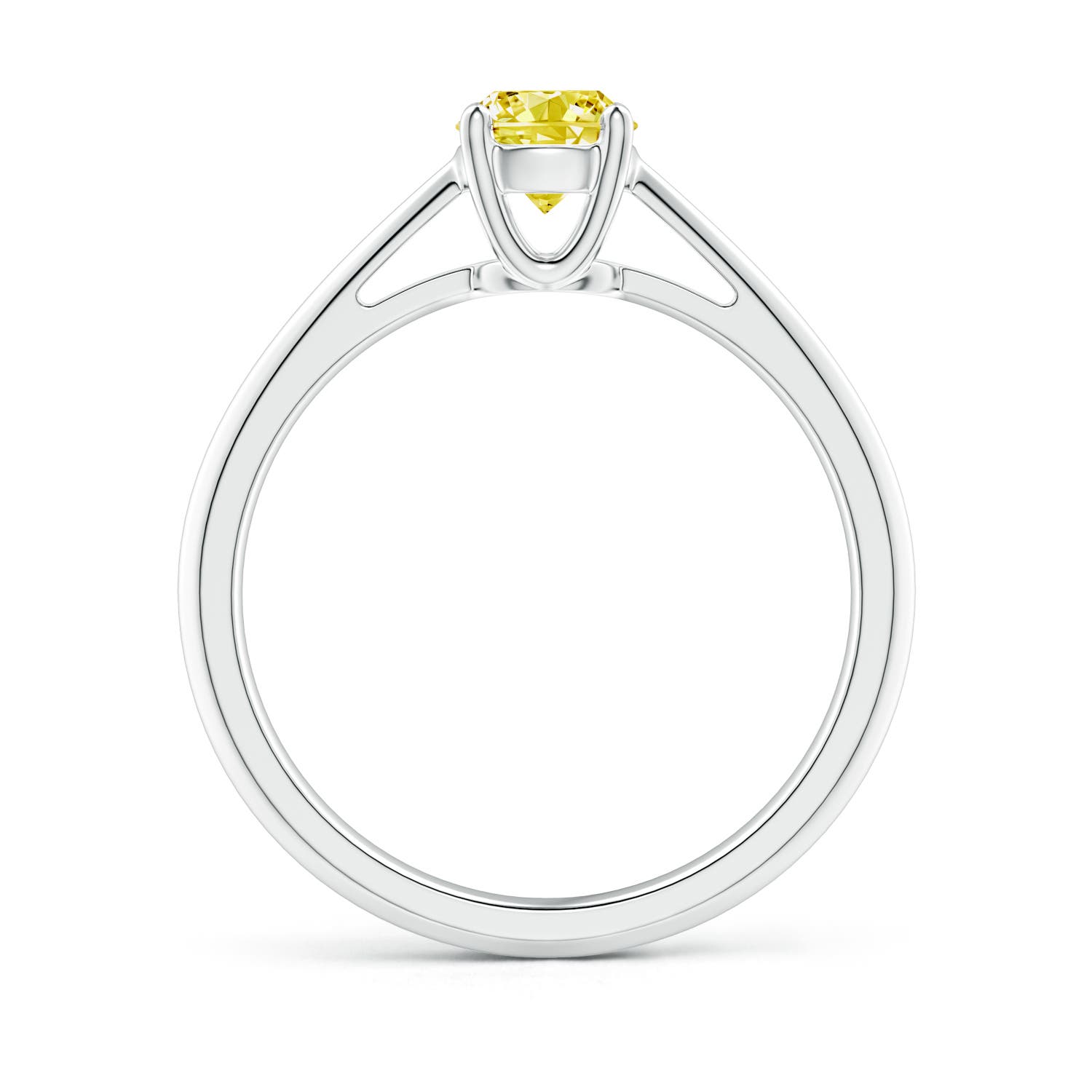 5.1mm Labgrown Knife-Edged Classic Round Lab-Grown Fancy Intense Yellow Diamond Solitaire Ring in White Gold