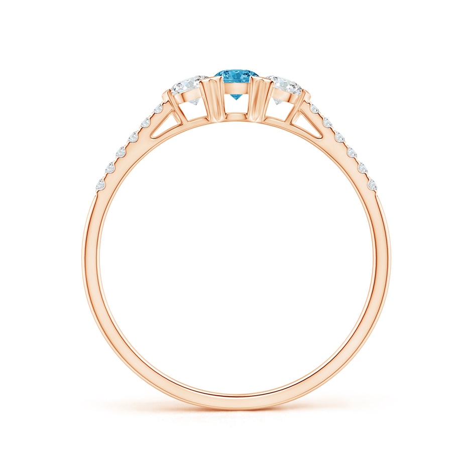 3mm Labgrown Unique Prong-Set Lab-Grown Fancy Intense Blue Diamond Three Stone Engagement Ring in Rose Gold side 199