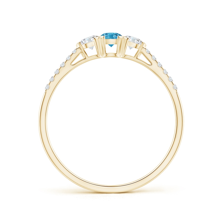 3mm Labgrown Unique Prong-Set Lab-Grown Fancy Intense Blue Diamond Three Stone Engagement Ring in Yellow Gold side 199
