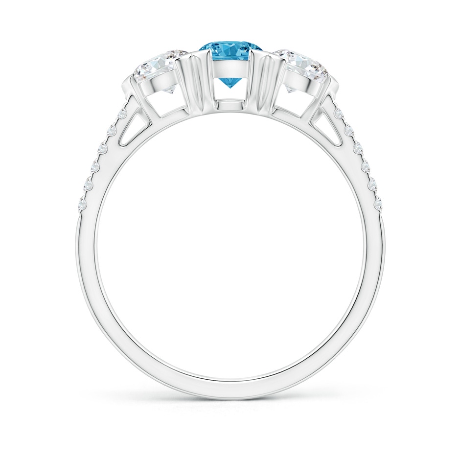 4.8mm Labgrown Unique Prong-Set Lab-Grown Fancy Intense Blue Diamond Three Stone Engagement Ring in P950 Platinum side 199
