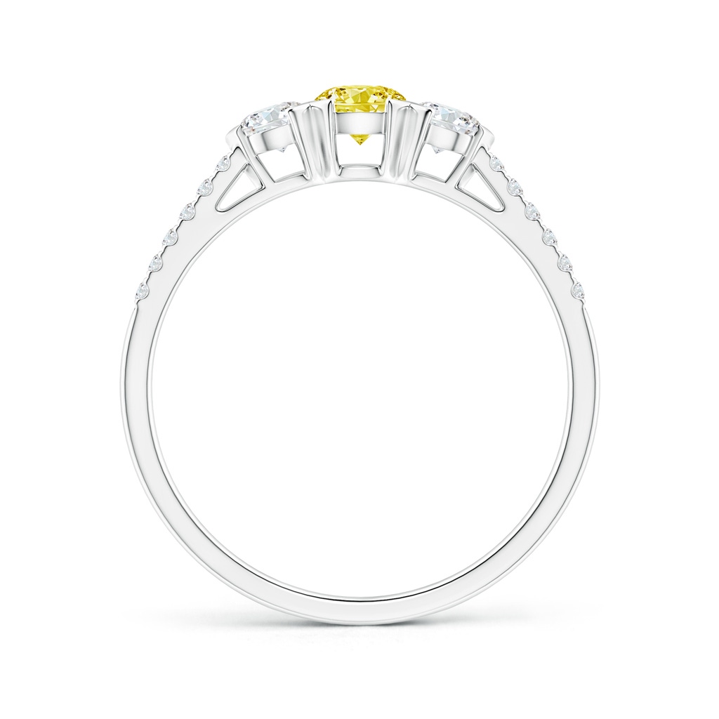 3.8mm Labgrown Unique Prong-Set Lab-Grown Fancy Intense Yellow Diamond Three Stone Engagement Ring in White Gold - side 199