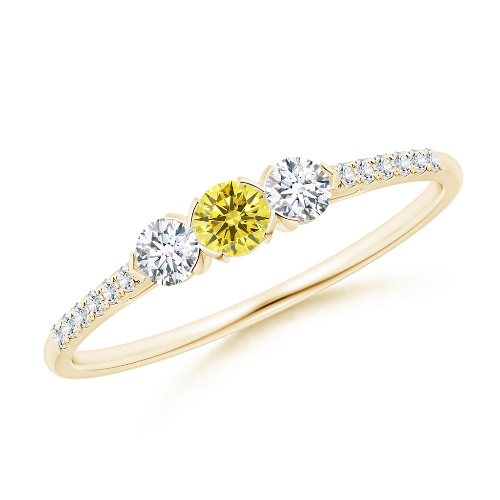 3mm Labgrown Unique Prong-Set Lab-Grown Fancy Intense Yellow Diamond Three Stone Engagement Ring in Yellow Gold