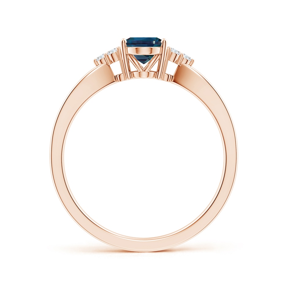 7x5mm Labgrown Oval Lab-Grown Alexandrite Split Shank Ring with Trio Diamonds in 18K Rose Gold side 199